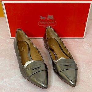 Coach Tabitha Mirror Metallic Warm Pewter Loafers
